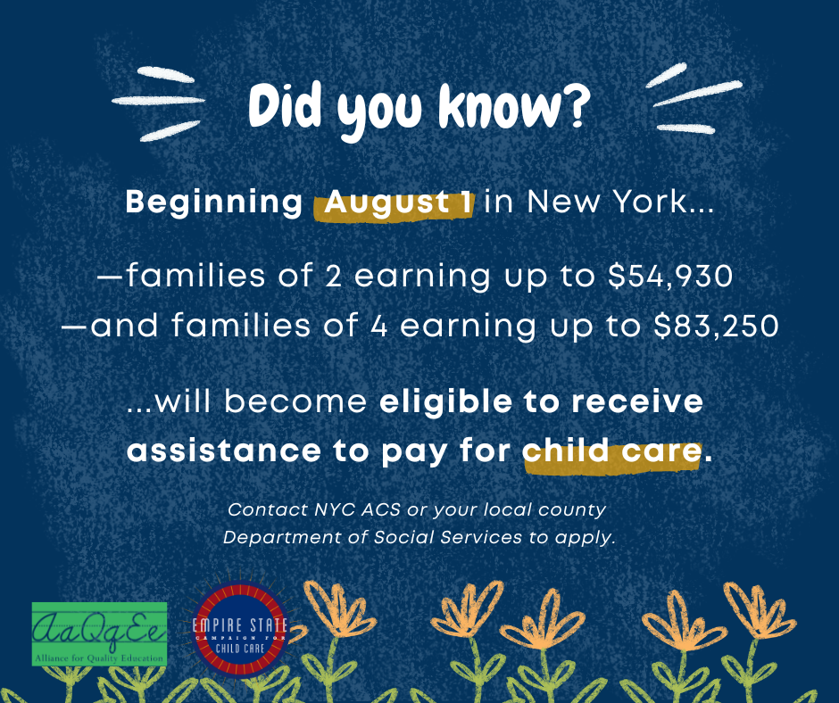 New Yorkers: Find Out If You Qualify For Child Care Subsidies | MomsRising